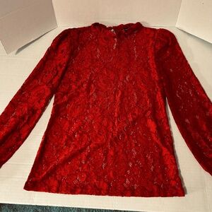Inc International Concepts, red lace blouse, size M